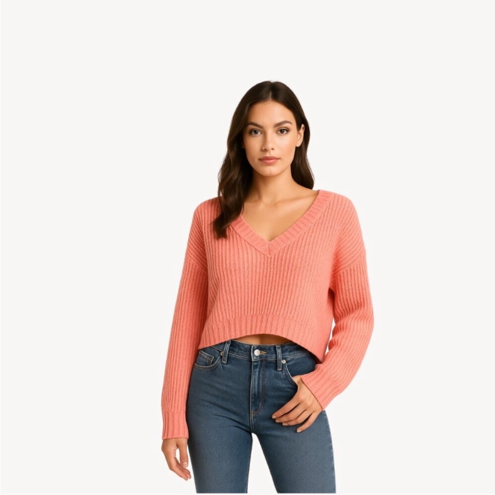Aeropostale Coral V-Neck Sweater